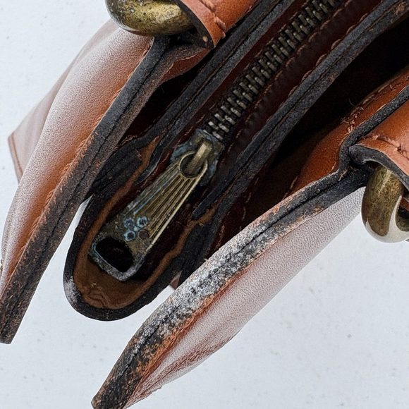 Patricia Nash Leather Shoulder Bag Tan Brown Tote Satchel Double Strap Purse - Picture 9 of 16